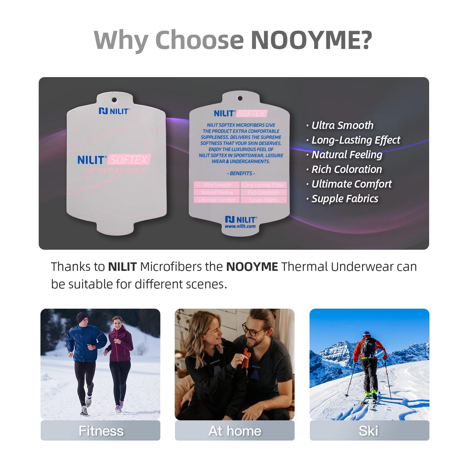 NOOYME Thermounterwäsche Damen Atmungsaktiv und Thermowäsche Set Funktionswäsche Damen Anti-bakteriell und Flexibel Skiunterwäsche Damen Warme Unterwäsche für zu Hause und Sport im Herbst Winter - nargiss