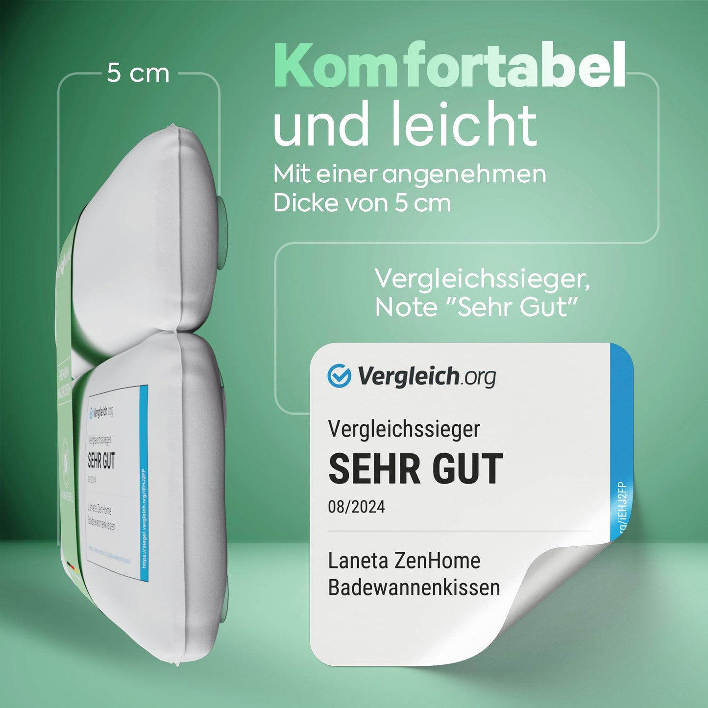 Badewannenkissen • Ergonomisches Badekissen mit 4D-Spezialschaumfüllung [Designed in Germany] Luxus Nackenkissen • Antibakterielles Kissen für Nacken & Rücken • Badekissen • Wannenkissen - nargiss