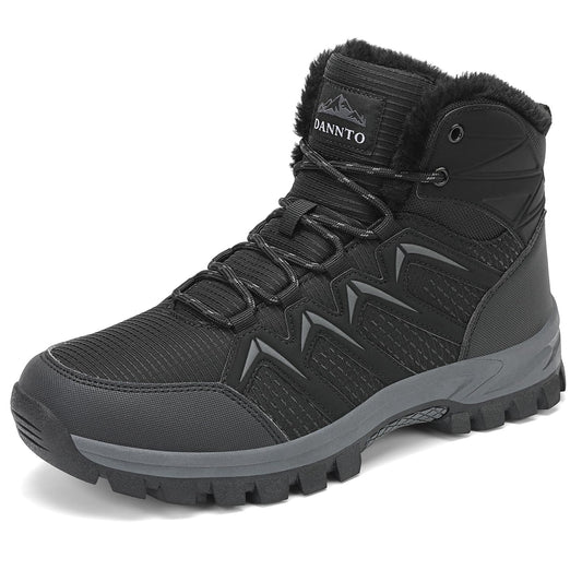 DANNTO Herren Warme Gefütterte Winterschuhe Winterstiefel Wanderschuhe Trekkingschuhe Draussen Schneestiefel (Schwarz-C,44) - nargiss
