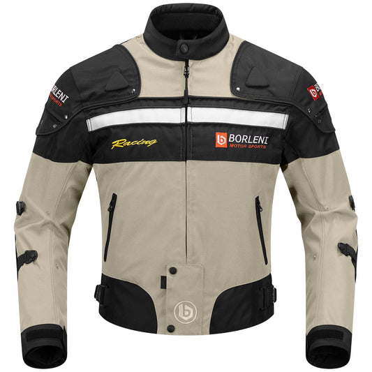 BORLENI Motorradjacke Herren Winter Motorrad Jacke Textiljacke Winddicht mit Herausnehmbarem Liner Protektoren Protektor Jacke Roller Biker Touren 4 Jahreszeiten Herren Damen Braun M - nargiss
