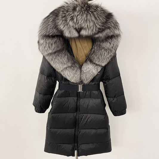 ✨ Damen Langmantel mit Echtfellkapuze & Kordelzug – Eleganz & Komfort vereint ❄️ - nargiss