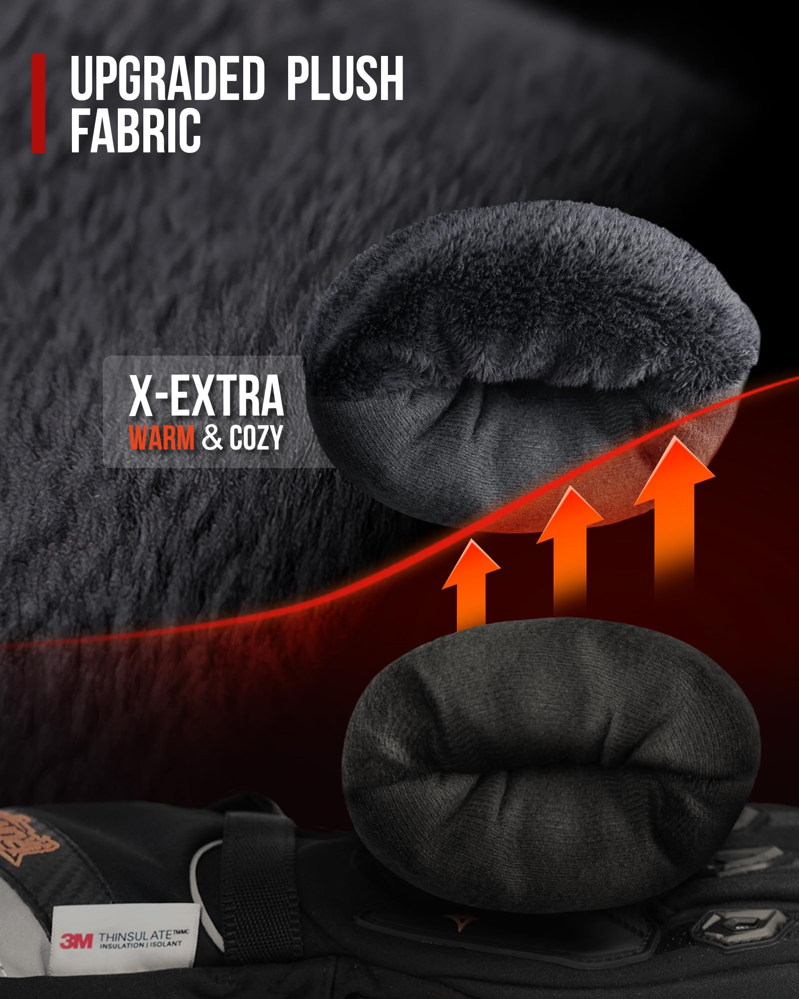 IRON JIA'S Winter Motorradhandschuhe, Wasserdicht Winddicht Leicht und Warm Touchscreen Handschuhe für Motorrad, Wandern und andere Outdoor-Sportarten,Mann und Frau-Schwarz-XXL - nargiss