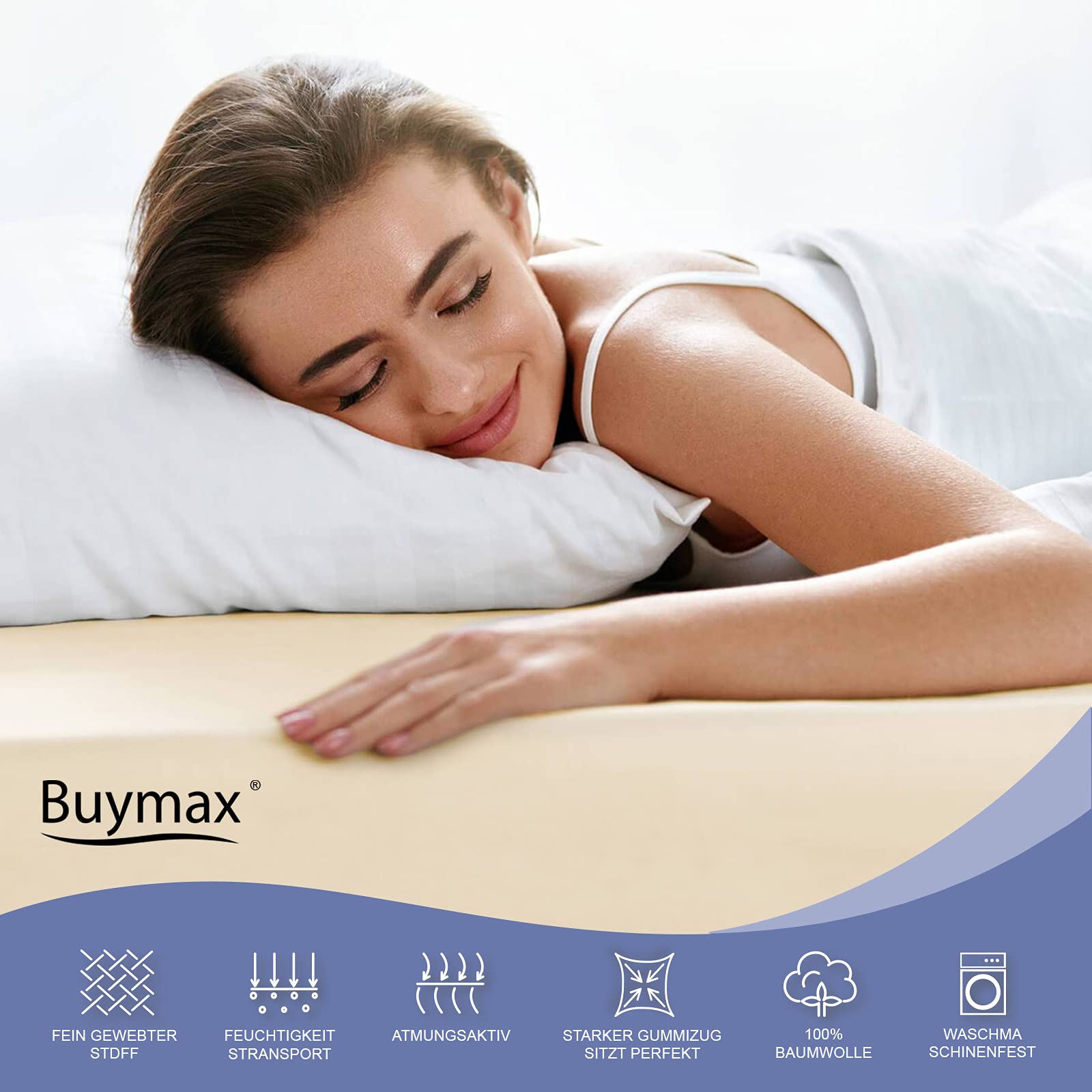Buymax Spannbettlaken 140x200cm Baumwolle 100% Spannbetttuch Bettlaken Jersey, Matratzenhöhe bis 25 cm, Farbe Anthrazit-Grau ÖKO TEX Standard - nargiss