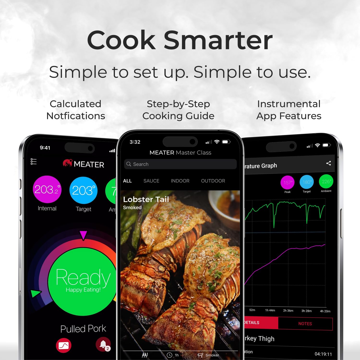 MEATER Block | Premium Kabelloses Smart-Fleischthermometer | Ofen Grill Küche BBQ Smoker Rotisserie | Bluetooth und WiFi Digitalverbindung | 50+ Rezepte in der App - nargiss