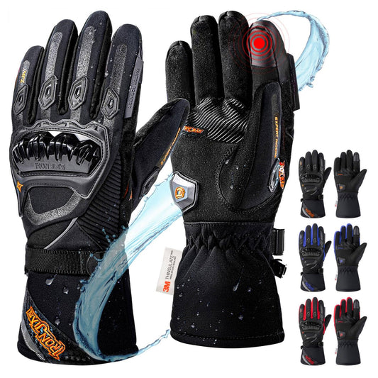 IRON JIA'S Winter Motorradhandschuhe, Wasserdicht Winddicht Leicht und Warm Touchscreen Handschuhe für Motorrad, Wandern und andere Outdoor-Sportarten,Mann und Frau-Schwarz-XXL - nargiss