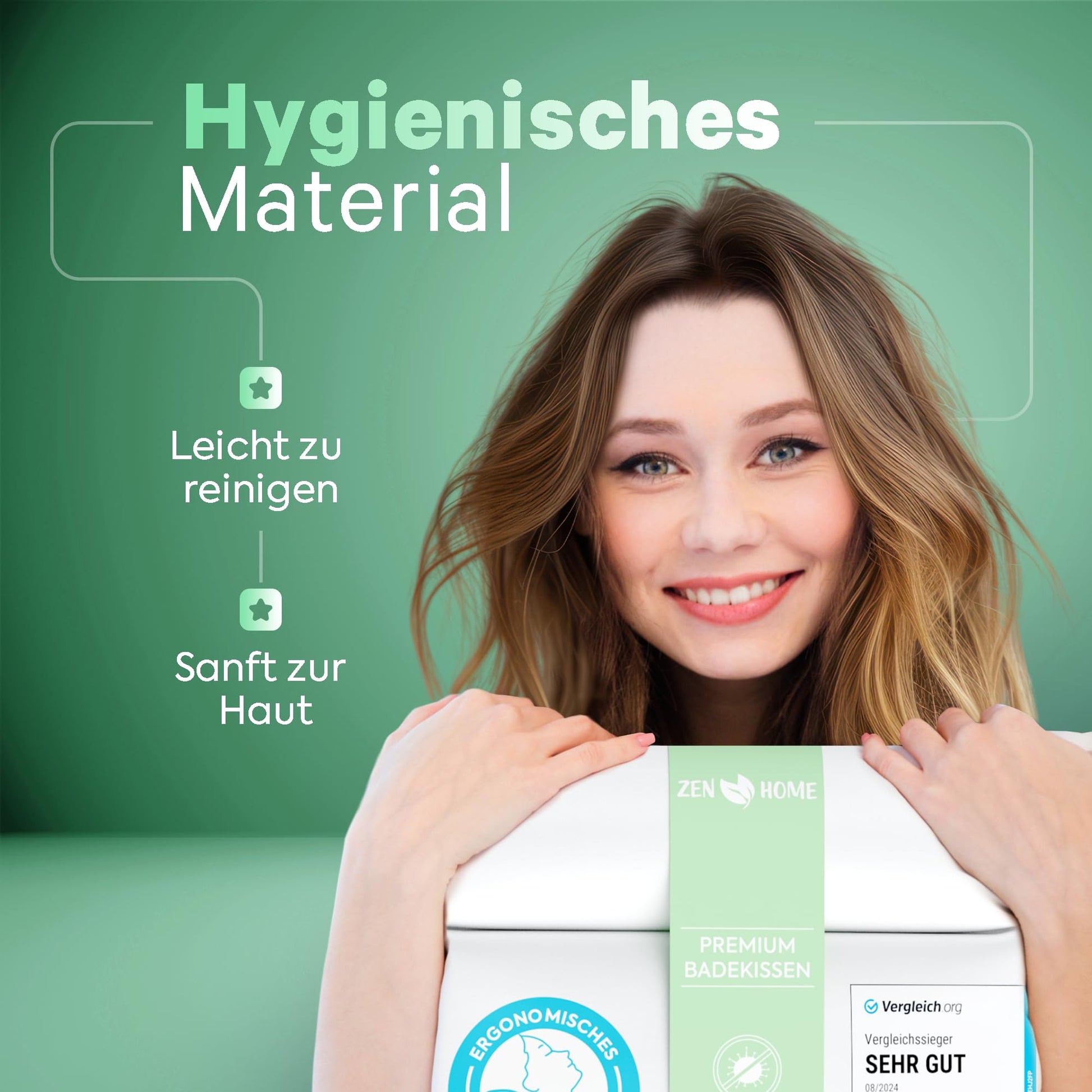 Badewannenkissen • Ergonomisches Badekissen mit 4D-Spezialschaumfüllung [Designed in Germany] Luxus Nackenkissen • Antibakterielles Kissen für Nacken & Rücken • Badekissen • Wannenkissen - nargiss