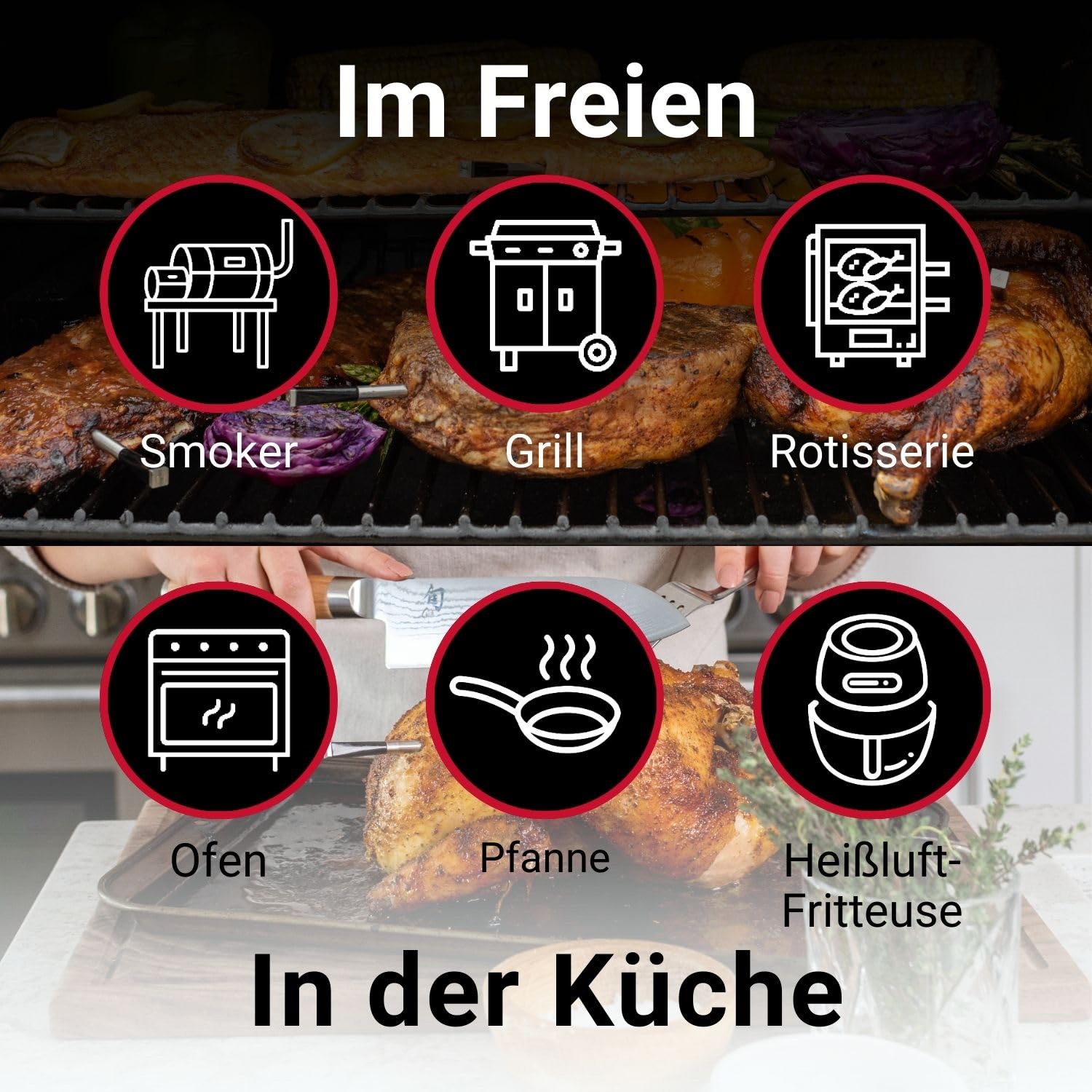 MEATER Plus | Das Kabellose, Smarte Fleischthermometer mit 50m Reichweite Für Ofen, Grill, Pfanne und Rotisserie Perfekter Fleischgenuss via App in Deutscher Sprache - nargiss