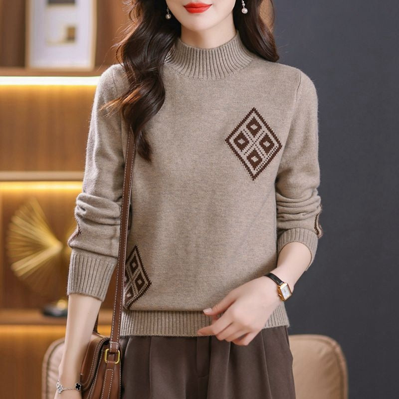 Damenpullover – Lockerer Strickpullover, in Schwarz, Khaki, Orange, Braun & Rot, Größen M-3XL - nargiss