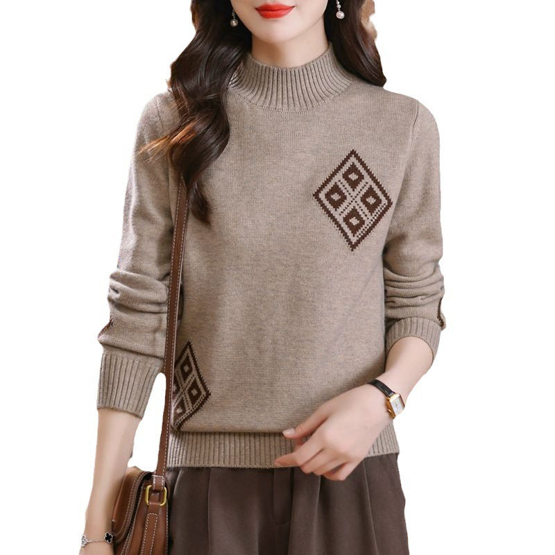 Damenpullover – Lockerer Strickpullover, in Schwarz, Khaki, Orange, Braun & Rot, Größen M-3XL - nargiss