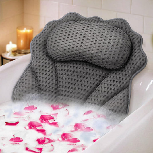 Badekissen RUVINCE Ergonomisches Luxus-Badewannenkissen mit Kopf-, Nacken-, Schulter- und Rückenstütze, 4D-Badekissen für die Badewanne mit 6 leistungsstarken Saugnäpfen, passend für alle Badewannen - nargiss