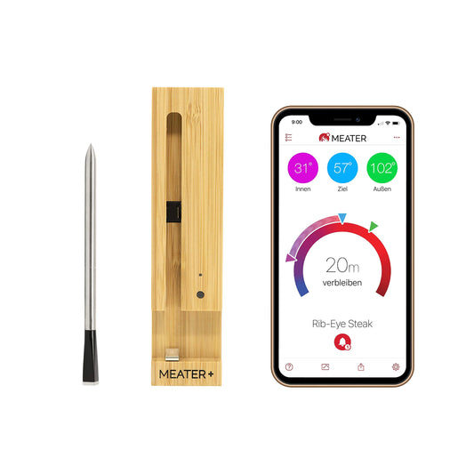 MEATER Plus | Das Kabellose, Smarte Fleischthermometer mit 50m Reichweite Für Ofen, Grill, Pfanne und Rotisserie Perfekter Fleischgenuss via App in Deutscher Sprache - nargiss