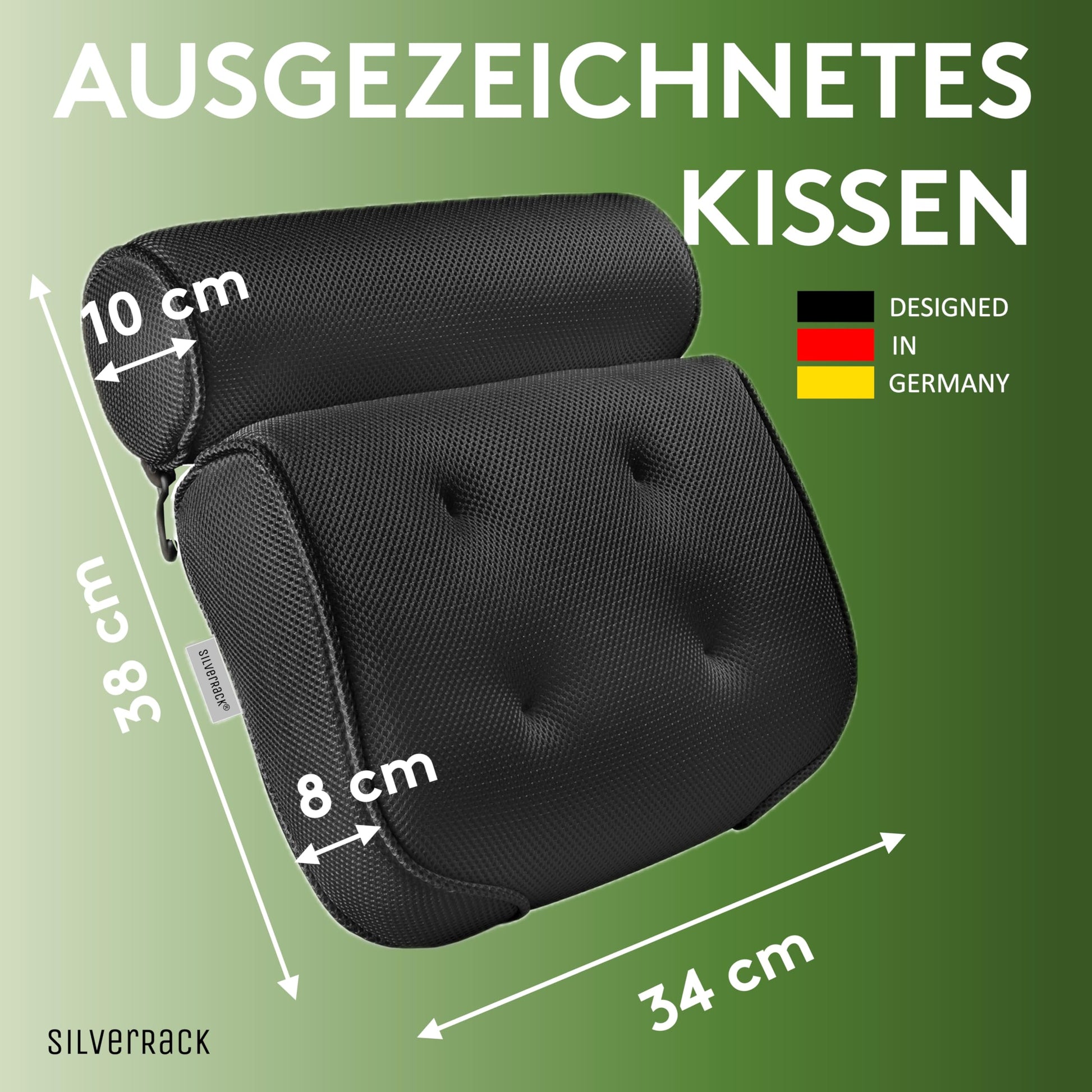 SilverRack Badewannenkissen [Schwarz] - Geschenke für Frauen Männer Weihnachten - Nackenkissen für Badewanne - Kissen für Badewanne - Coole Geschenkset Ideen zum Baden - nargiss