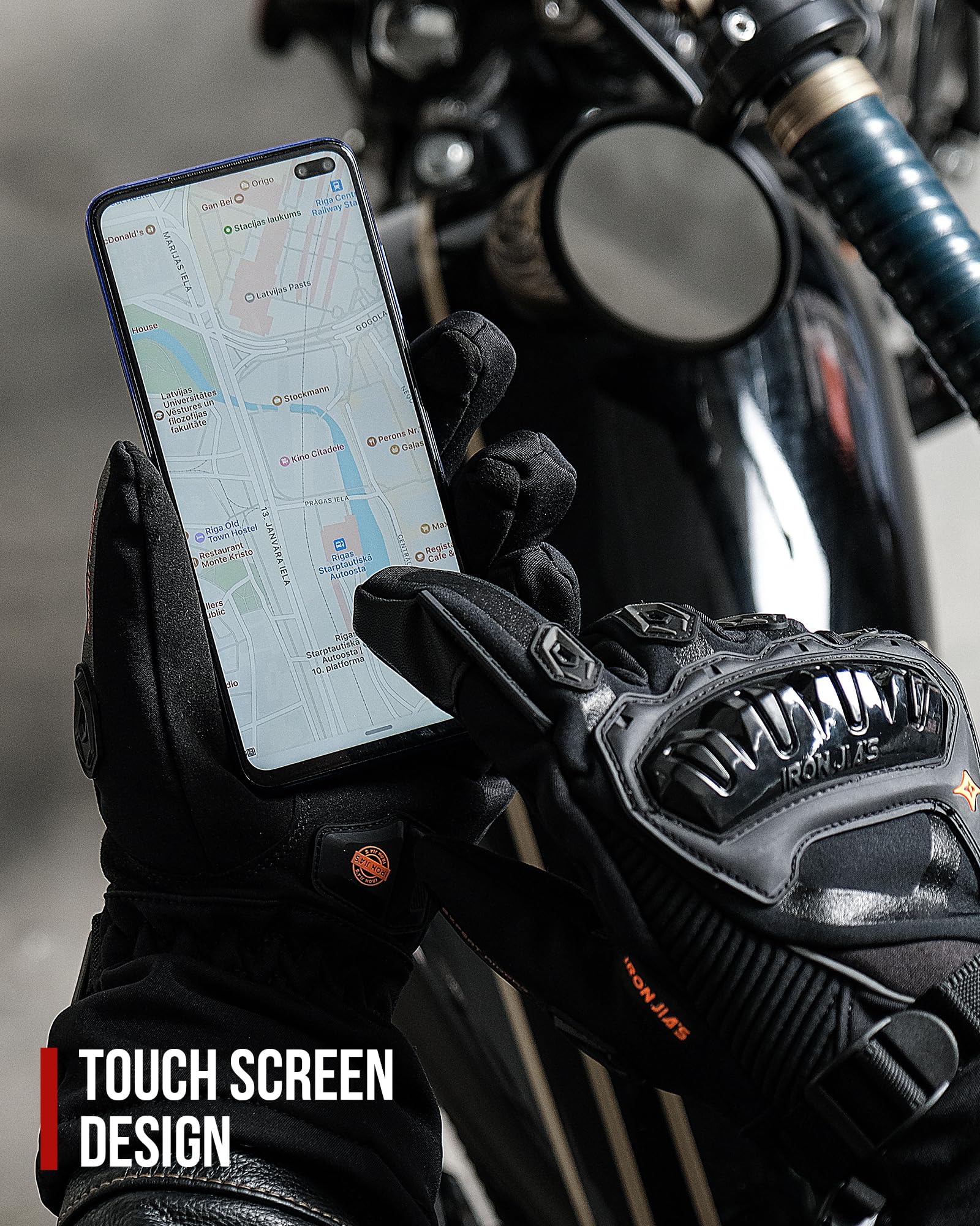 IRON JIA'S Winter Motorradhandschuhe, Wasserdicht Winddicht Leicht und Warm Touchscreen Handschuhe für Motorrad, Wandern und andere Outdoor-Sportarten,Mann und Frau-Schwarz-XXL - nargiss