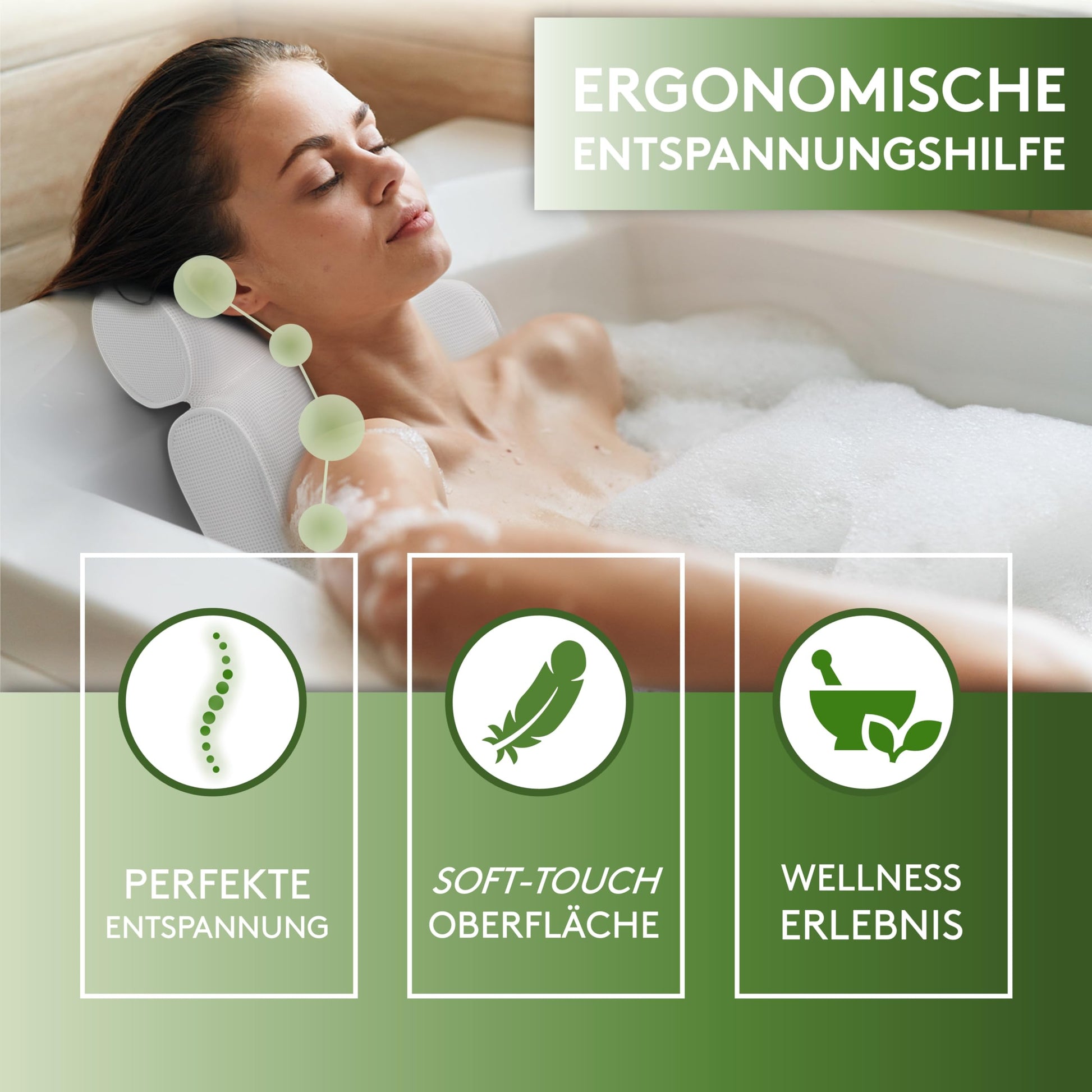 SilverRack Badewannenkissen MEDIUM-WEICH [Weiß 3D] - Nackenkissen für Badewanne mit Saugnäpfen als Badewannen-Zubehör - Kissen für Badewanne - Badekissen mit ergonomischer Passform - nargiss