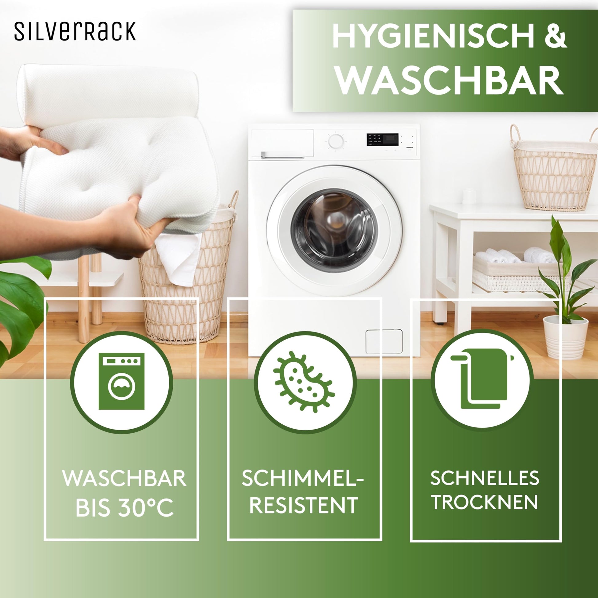 SilverRack Badewannenkissen MEDIUM-WEICH [Weiß 3D] - Nackenkissen für Badewanne mit Saugnäpfen als Badewannen-Zubehör - Kissen für Badewanne - Badekissen mit ergonomischer Passform - nargiss