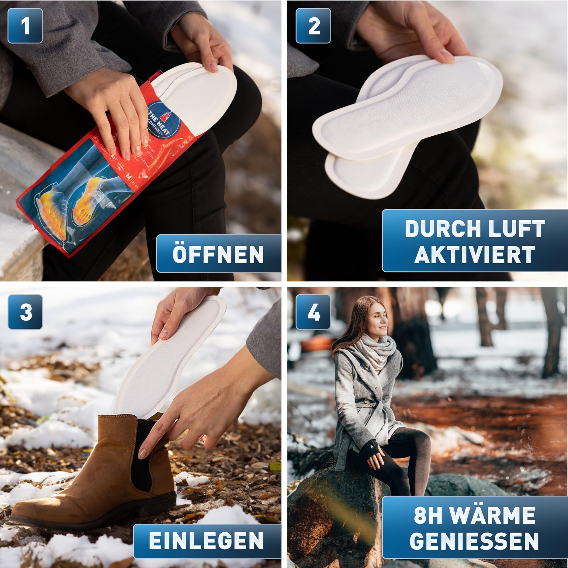 THE HEAT COMPANY Sohlenwärmer - 10 Paar - EXTRA WARM - Wärmesohlen - Fußwärmer - 8 Stunden warme Füße - sofort einsatzbereit - luftaktiviert - rein natürlich - Größe SMALL: 36-38 - nargiss