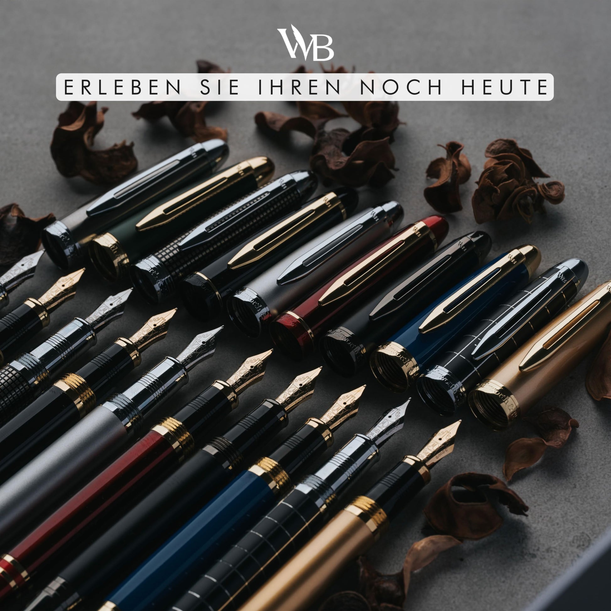 Wordsworth & Black Majesti Füllfederhalter (Schwarzgold), Luxus-Etui, Mittlere Feder - 24 Tintenpatronen, nachfüllbarer Tintenkonverter - Bestes Business-für Männer & Frauen - nargiss