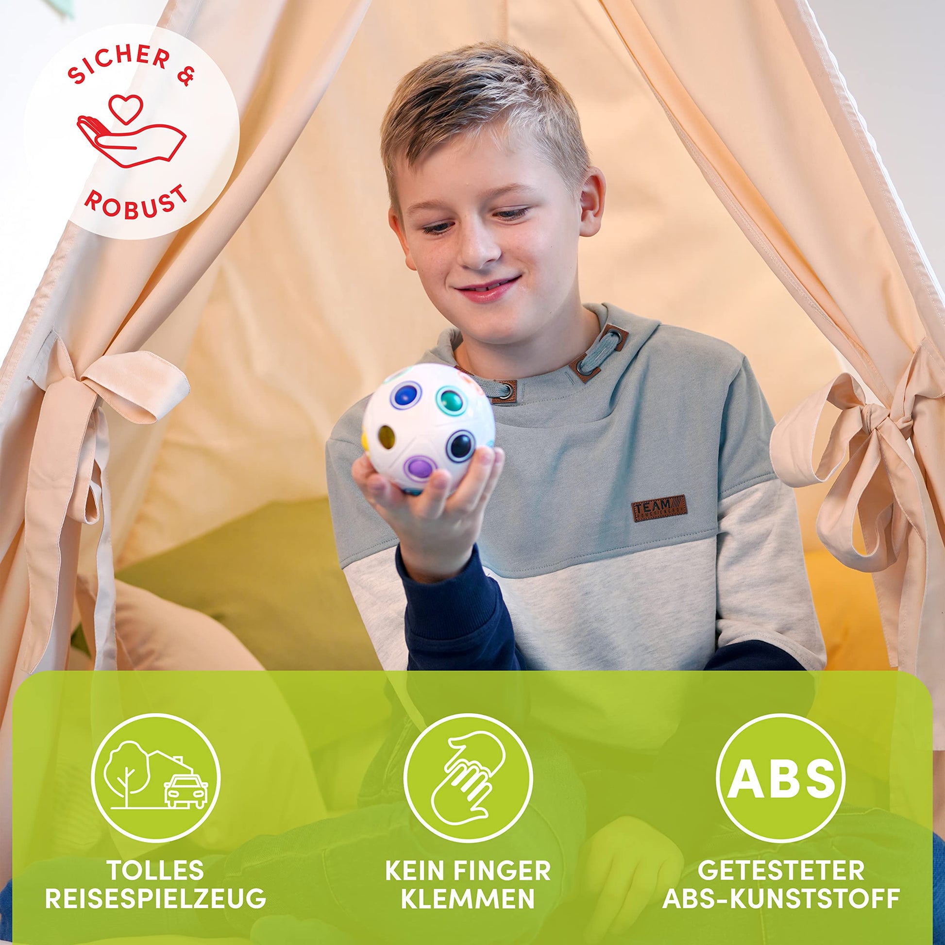 CUBIDI® Original Regenbogenball mit 19 Kugeln - Groß | Geschicklichkeitsspiele ab 6 Jahre für Kinder | Spannendes Knobelspiel für Mädchen und Jungen - nargiss