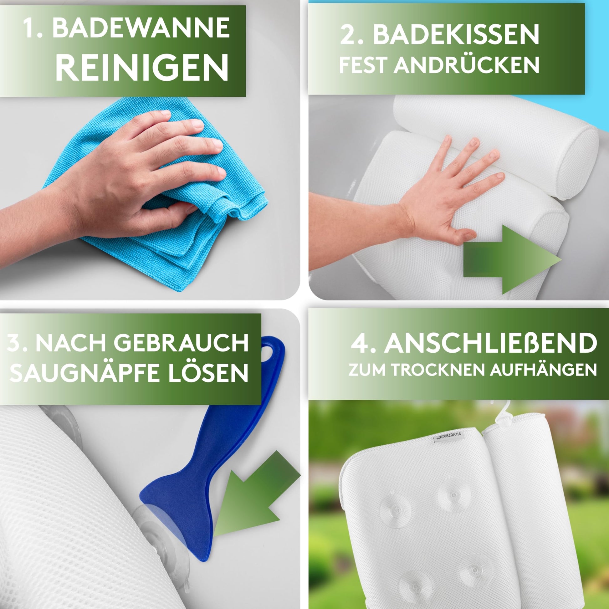 SilverRack Badewannenkissen MEDIUM-WEICH [Weiß 3D] - Nackenkissen für Badewanne mit Saugnäpfen als Badewannen-Zubehör - Kissen für Badewanne - Badekissen mit ergonomischer Passform - nargiss