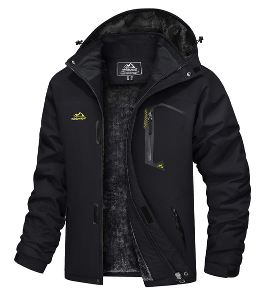 TACVASEN Herren Winterarbeitsjacken Outdoorjacke Snowboardjacke Warme Verdickete Winterjacke Kapuzenjacke für Männer, Schwarz, L - nargiss