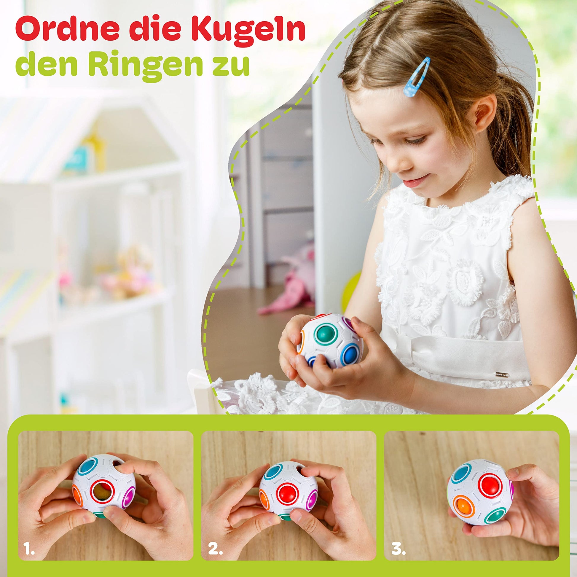 CUBIDI® Original Regenbogenball | Geschicklichkeitsspiel für Kinder und Erwachsene | Spannendes Knobelspiel für Mädchen und Jungen ab 6 Jahren | fördert räumliches Denken, Logik und Vorstellungskraft - nargiss