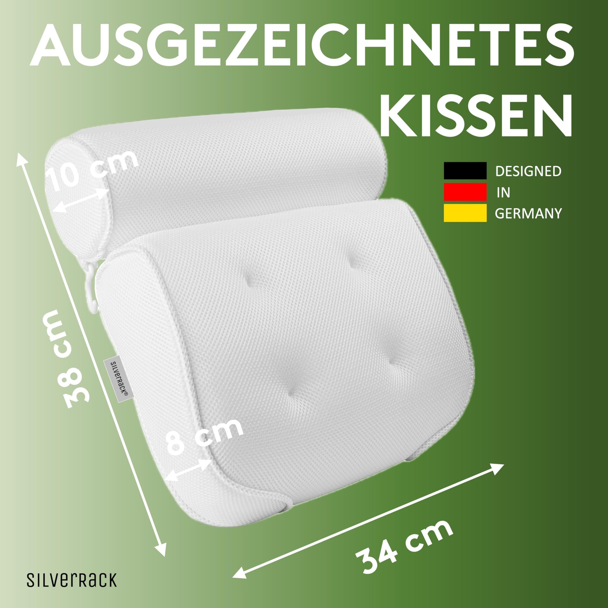 SilverRack Badewannenkissen MEDIUM-WEICH [Weiß 3D] - Nackenkissen für Badewanne mit Saugnäpfen als Badewannen-Zubehör - Kissen für Badewanne - Badekissen mit ergonomischer Passform - nargiss