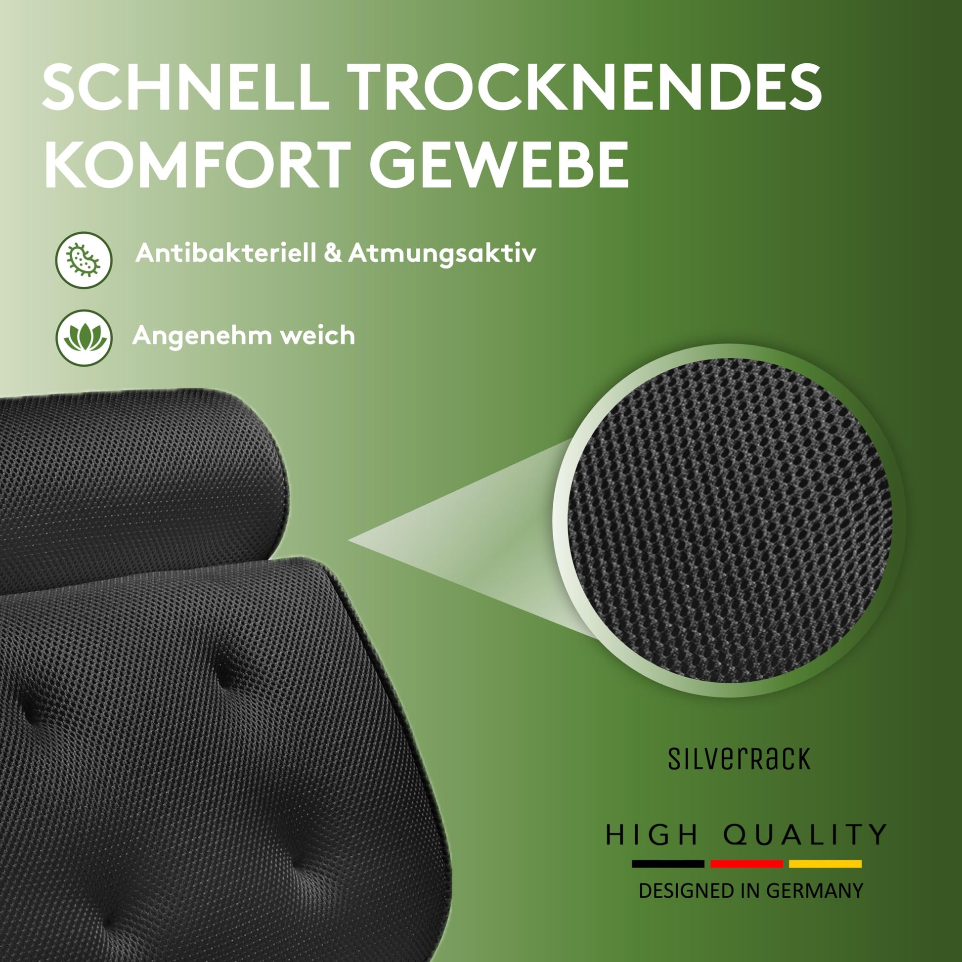 SilverRack Badewannenkissen [Schwarz] - Geschenke für Frauen Männer Weihnachten - Nackenkissen für Badewanne - Kissen für Badewanne - Coole Geschenkset Ideen zum Baden - nargiss