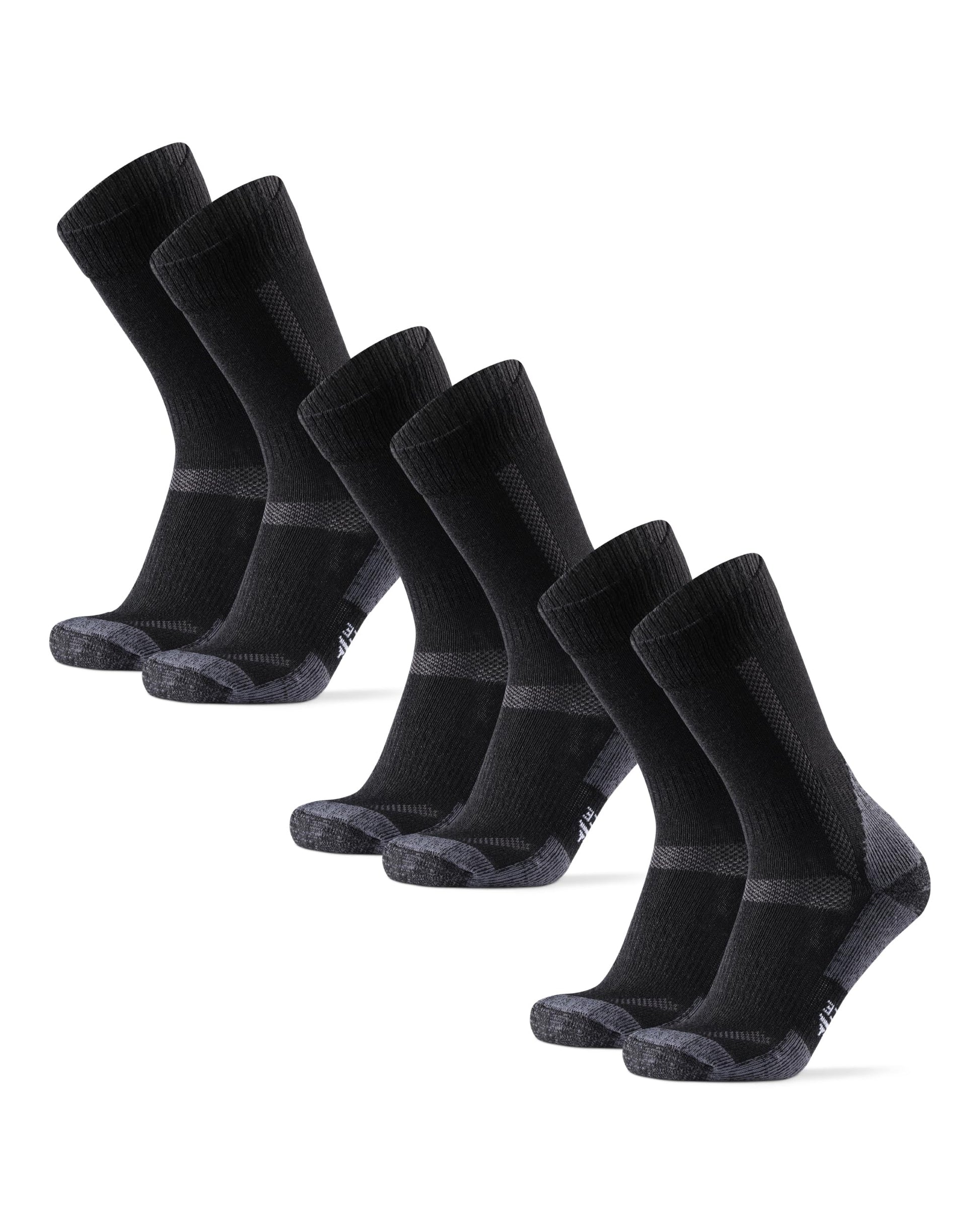 DANISH ENDURANCE Merino Wandersocken, Thermo Outdoor Socken & Trekkingsocken, für Herren, Damen & Kinder, 3 Paar, Schwarz/Grau, 43-47 - nargiss