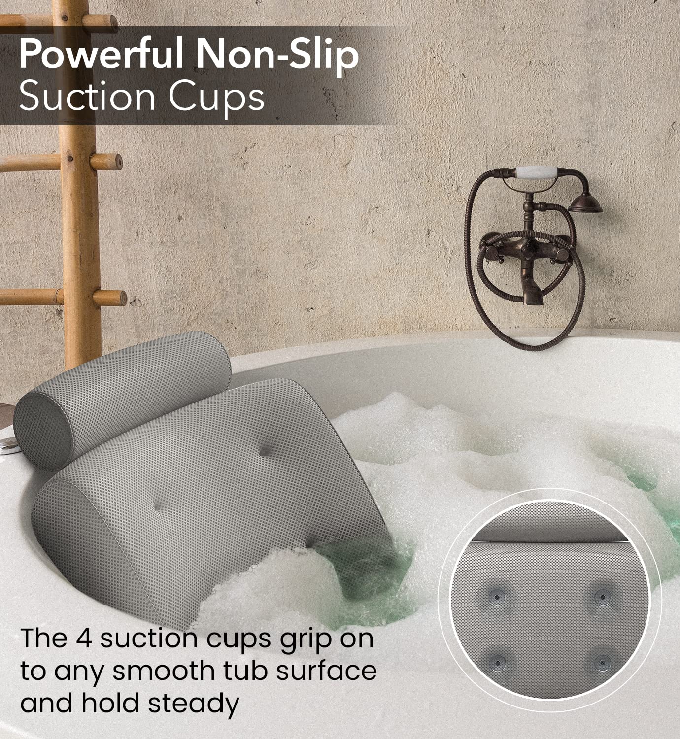 Everlasting Comfort Luxury Bath Pillow - Head, Neck, Back Support Cushion for Bathtub, Spa, Soaking - nargiss