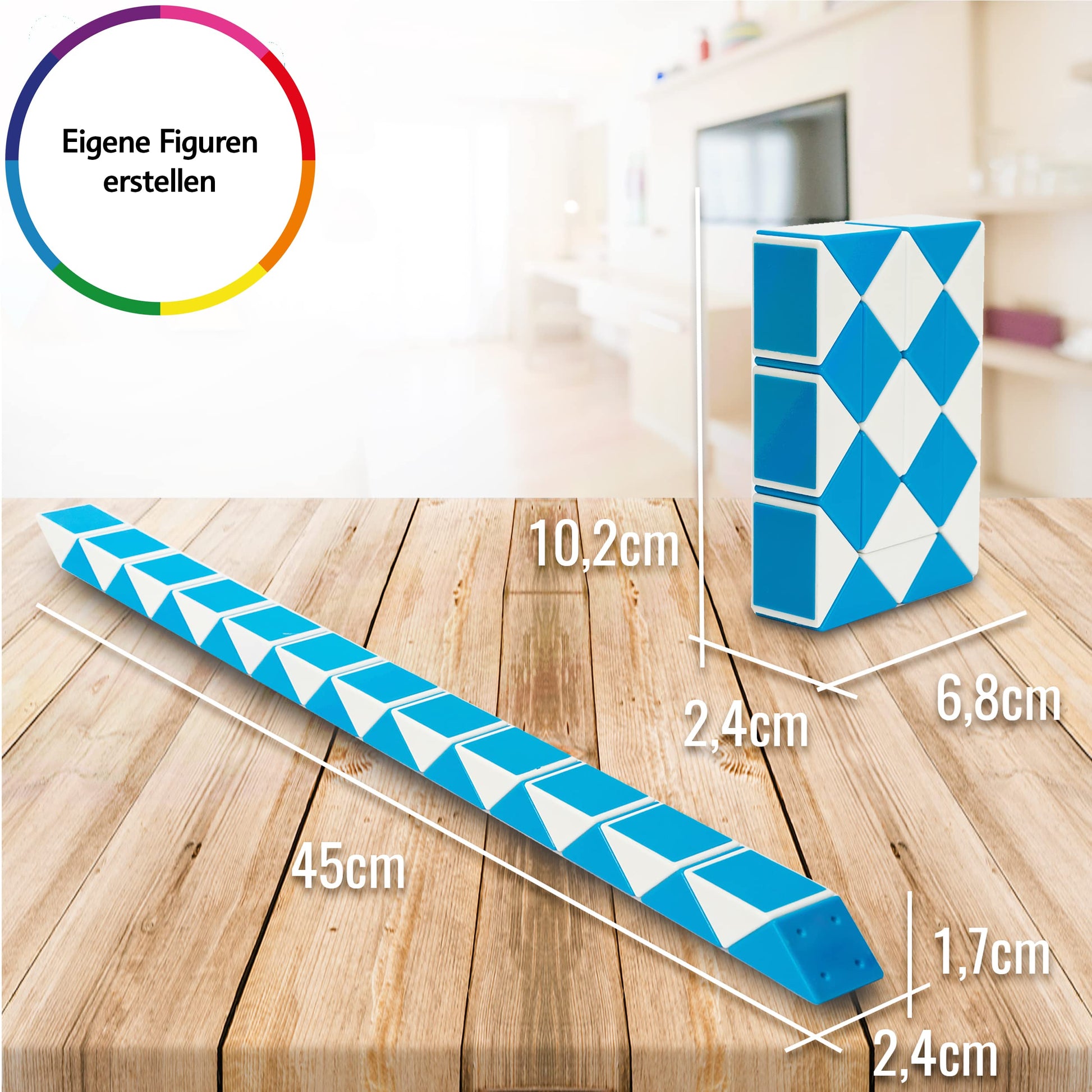 CUBIDI® Original Magic Snake - 24 Blöcke Blau | Knobelspiele für Kinder und Erwachsene | Ideal als Mitgebsel Kindergeburtstag, Kindergeburtstag Gastgeschenke oder kleine Geschenke für Kinder - nargiss
