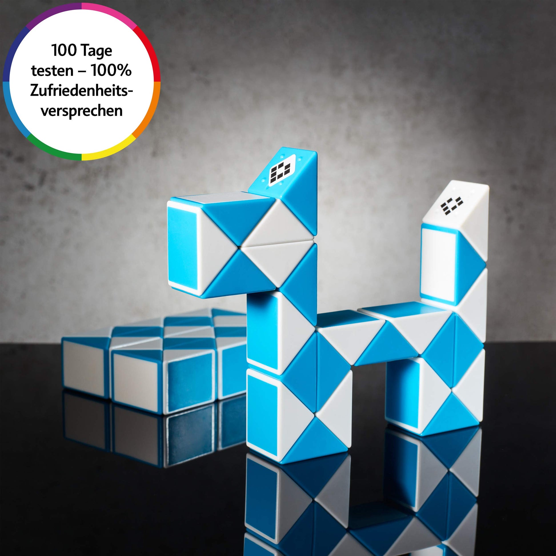 CUBIDI® Original Magic Snake - 24 Blöcke Blau | Knobelspiele für Kinder und Erwachsene | Ideal als Mitgebsel Kindergeburtstag, Kindergeburtstag Gastgeschenke oder kleine Geschenke für Kinder - nargiss