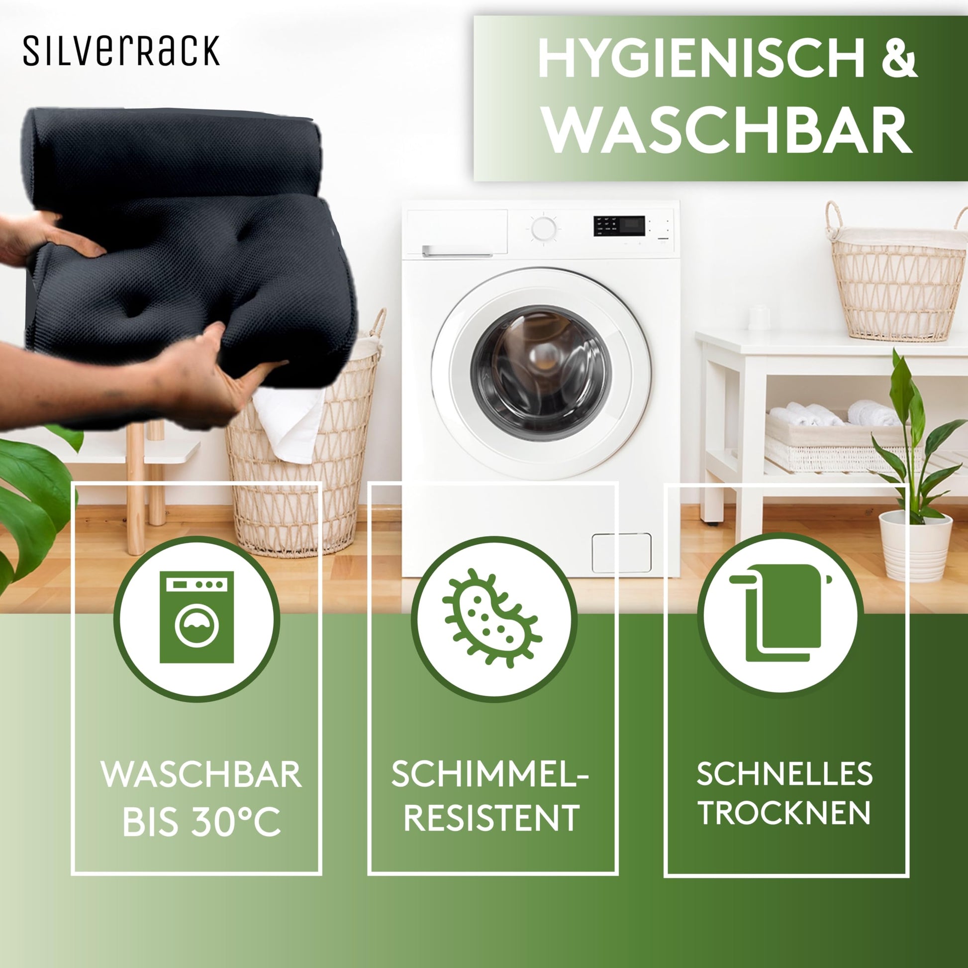 SilverRack Badewannenkissen [Schwarz] - Geschenke für Frauen Männer Weihnachten - Nackenkissen für Badewanne - Kissen für Badewanne - Coole Geschenkset Ideen zum Baden - nargiss