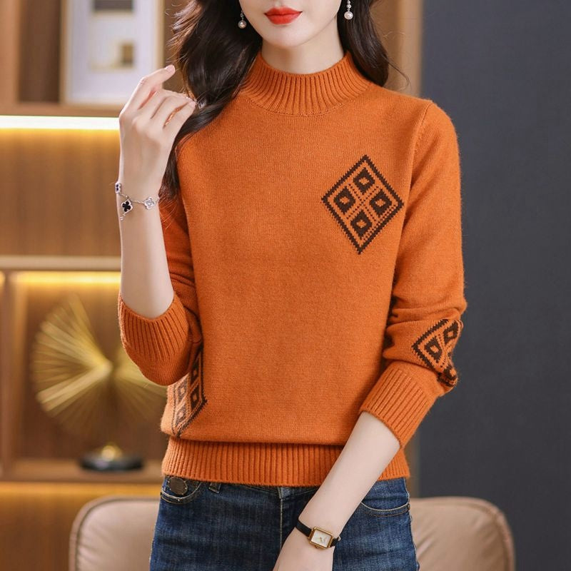 Damenpullover – Lockerer Strickpullover, in Schwarz, Khaki, Orange, Braun & Rot, Größen M-3XL - nargiss