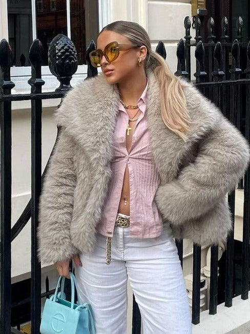 "Stylischer Winter-Plüschmantel für Damen – Langer, bequemer Look mit normaler Passform" - nargiss