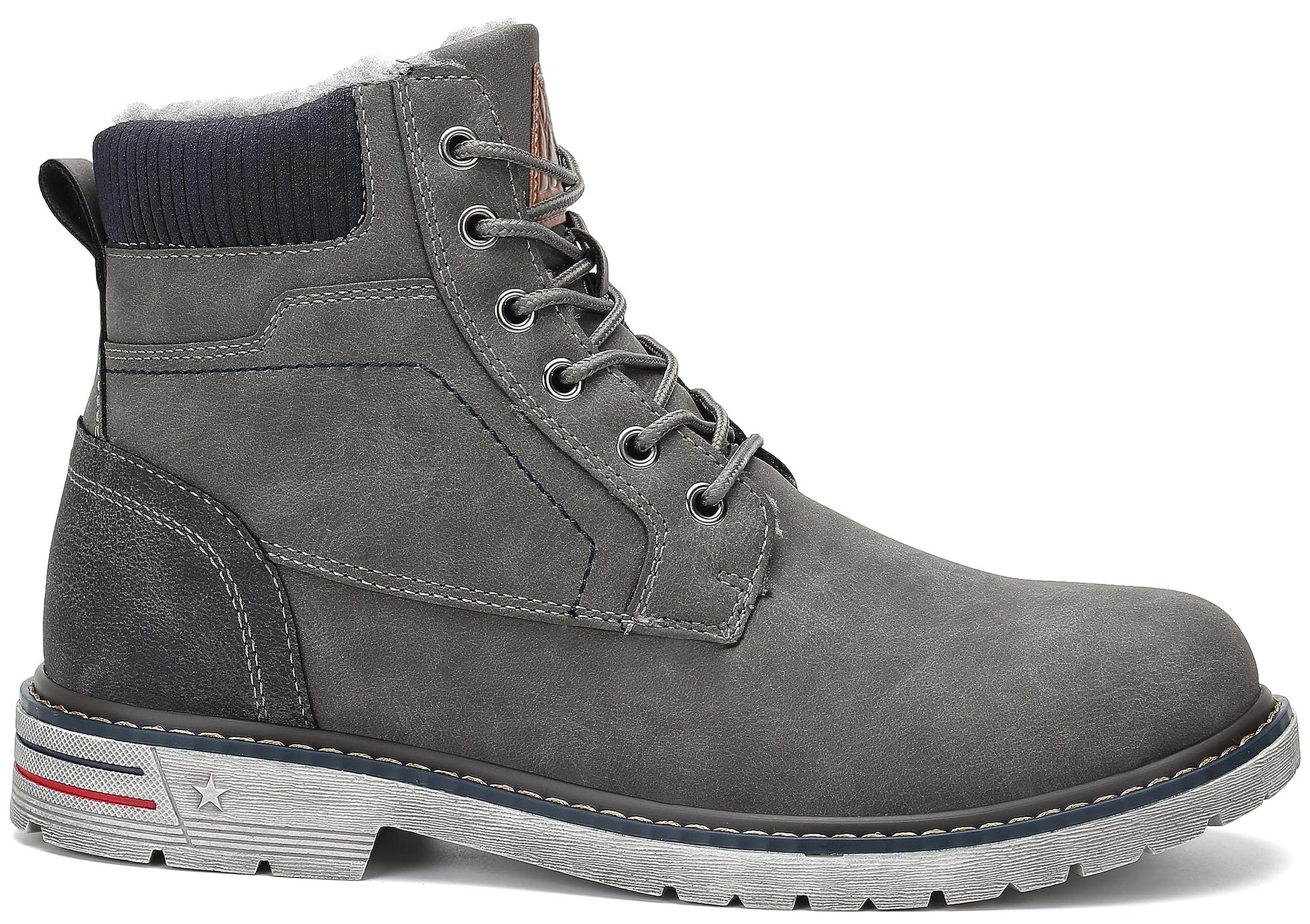 Mishansha Winterschuhe Herren Gefüttert Winterstiefel Wasserdicht Freizeit Warme Männer Winter Schuhe rutschfest Wander Schuhe Outdoor Leder Boots Grau gr.42 EU - nargiss