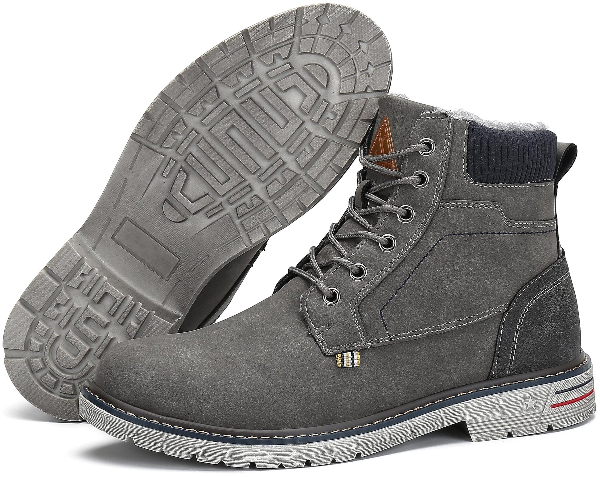 Mishansha Winterschuhe Herren Gefüttert Winterstiefel Wasserdicht Freizeit Warme Männer Winter Schuhe rutschfest Wander Schuhe Outdoor Leder Boots Grau gr.42 EU - nargiss
