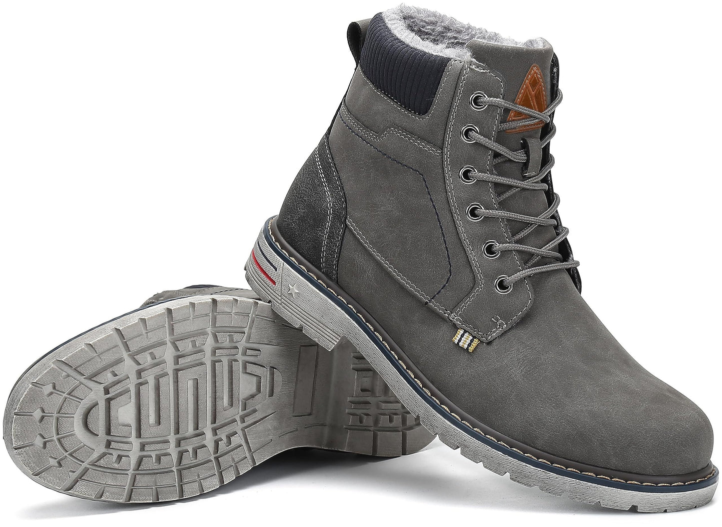 Mishansha Winterschuhe Herren Gefüttert Winterstiefel Wasserdicht Freizeit Warme Männer Winter Schuhe rutschfest Wander Schuhe Outdoor Leder Boots Grau gr.42 EU - nargiss