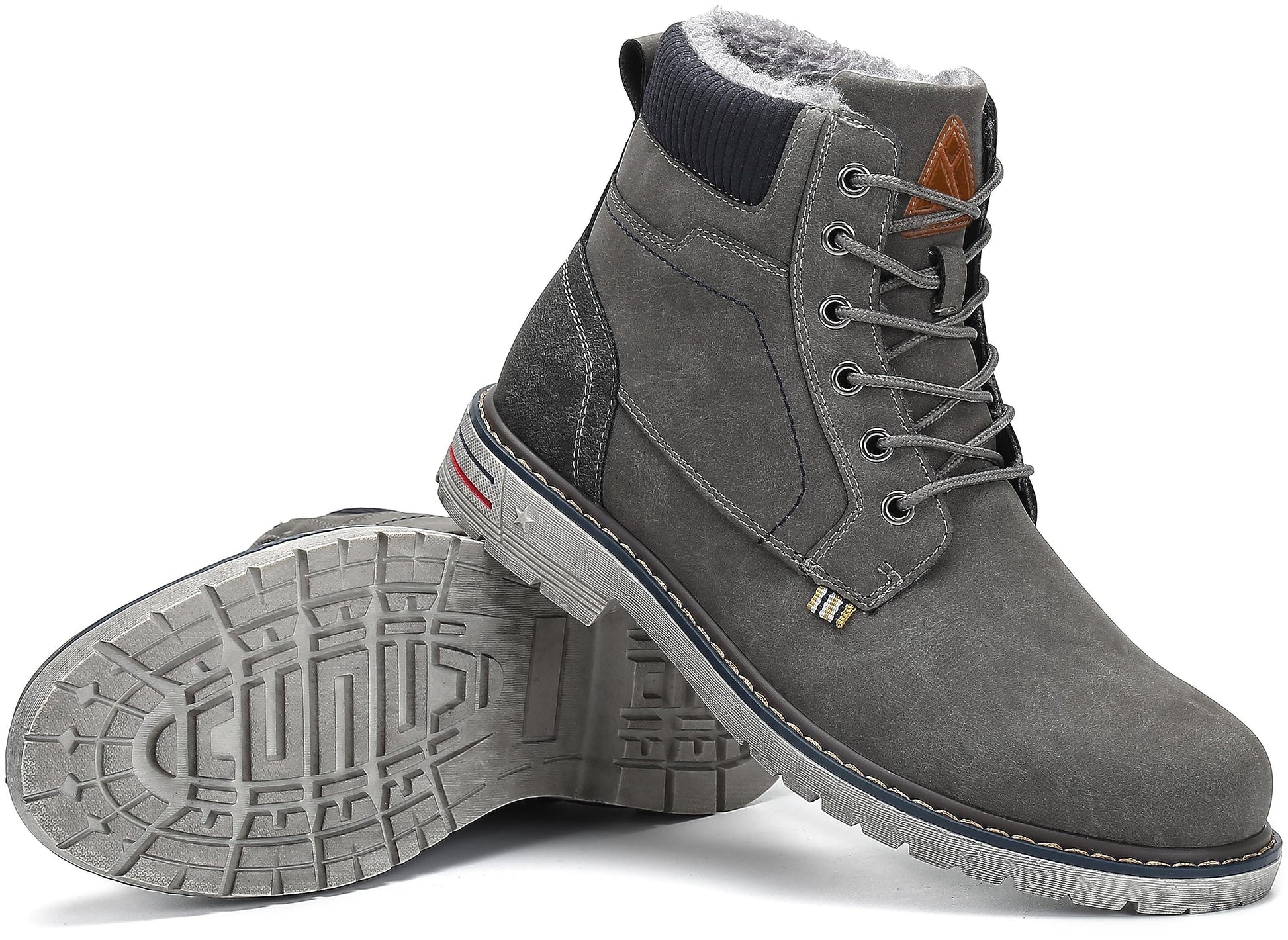Mishansha Winterschuhe Herren Gefüttert Winterstiefel Wasserdicht Freizeit Warme Männer Winter Schuhe rutschfest Wander Schuhe Outdoor Leder Boots Grau gr.42 EU - nargiss