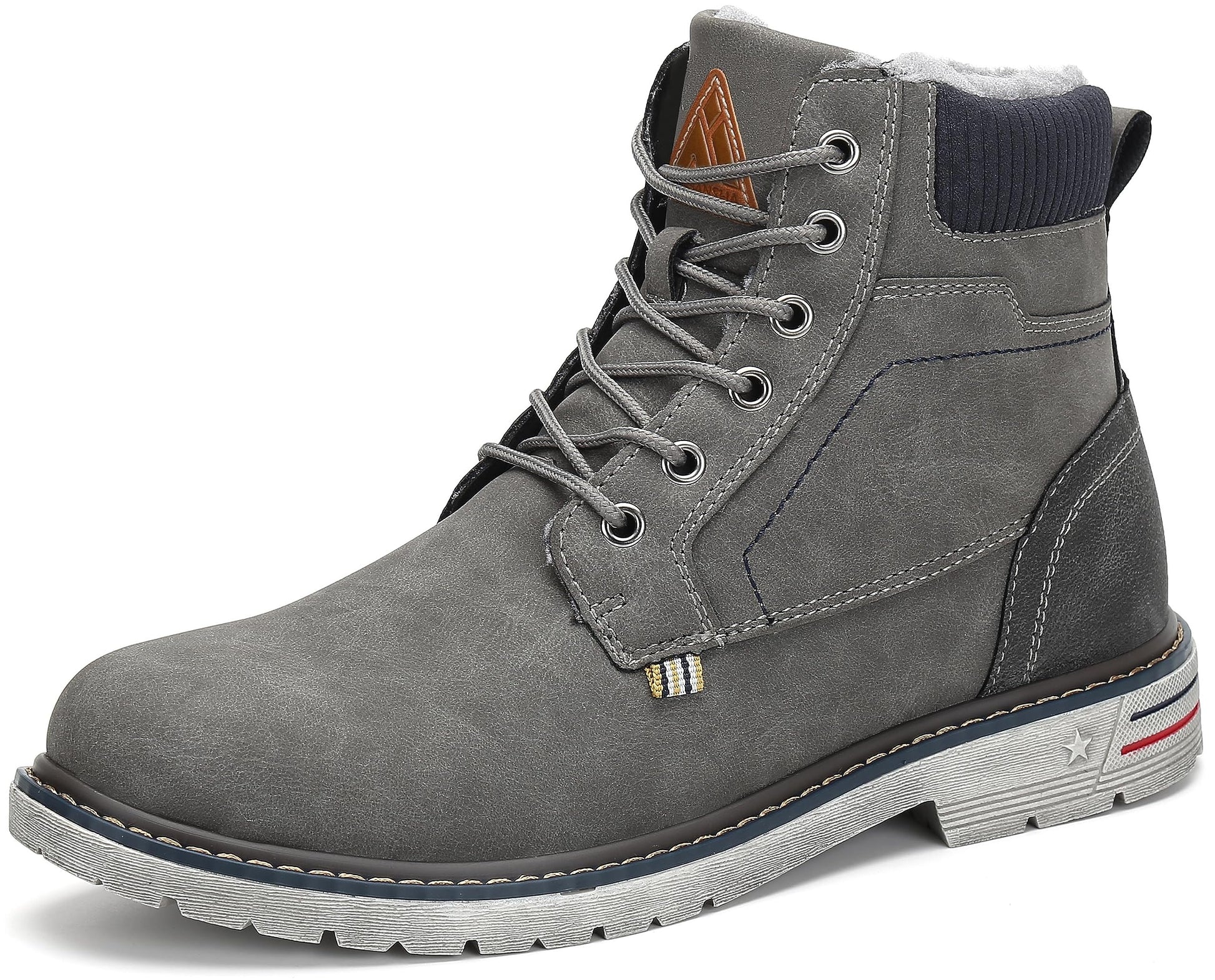 Mishansha Winterschuhe Herren Gefüttert Winterstiefel Wasserdicht Freizeit Warme Männer Winter Schuhe rutschfest Wander Schuhe Outdoor Leder Boots Grau gr.42 EU - nargiss