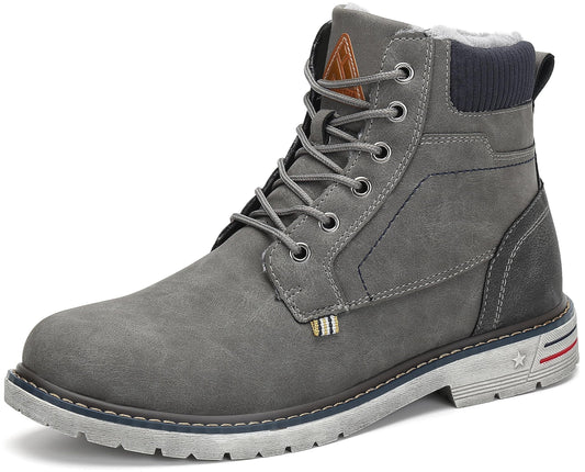 Mishansha Winterschuhe Herren Gefüttert Winterstiefel Wasserdicht Freizeit Warme Männer Winter Schuhe rutschfest Wander Schuhe Outdoor Leder Boots Grau gr.42 EU - nargiss