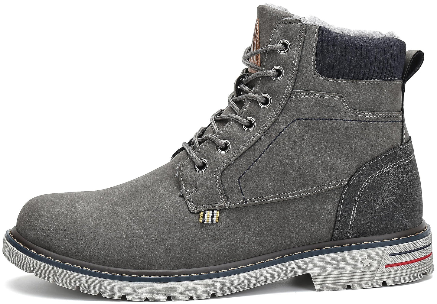 Mishansha Winterschuhe Herren Gefüttert Winterstiefel Wasserdicht Freizeit Warme Männer Winter Schuhe rutschfest Wander Schuhe Outdoor Leder Boots Grau gr.42 EU - nargiss