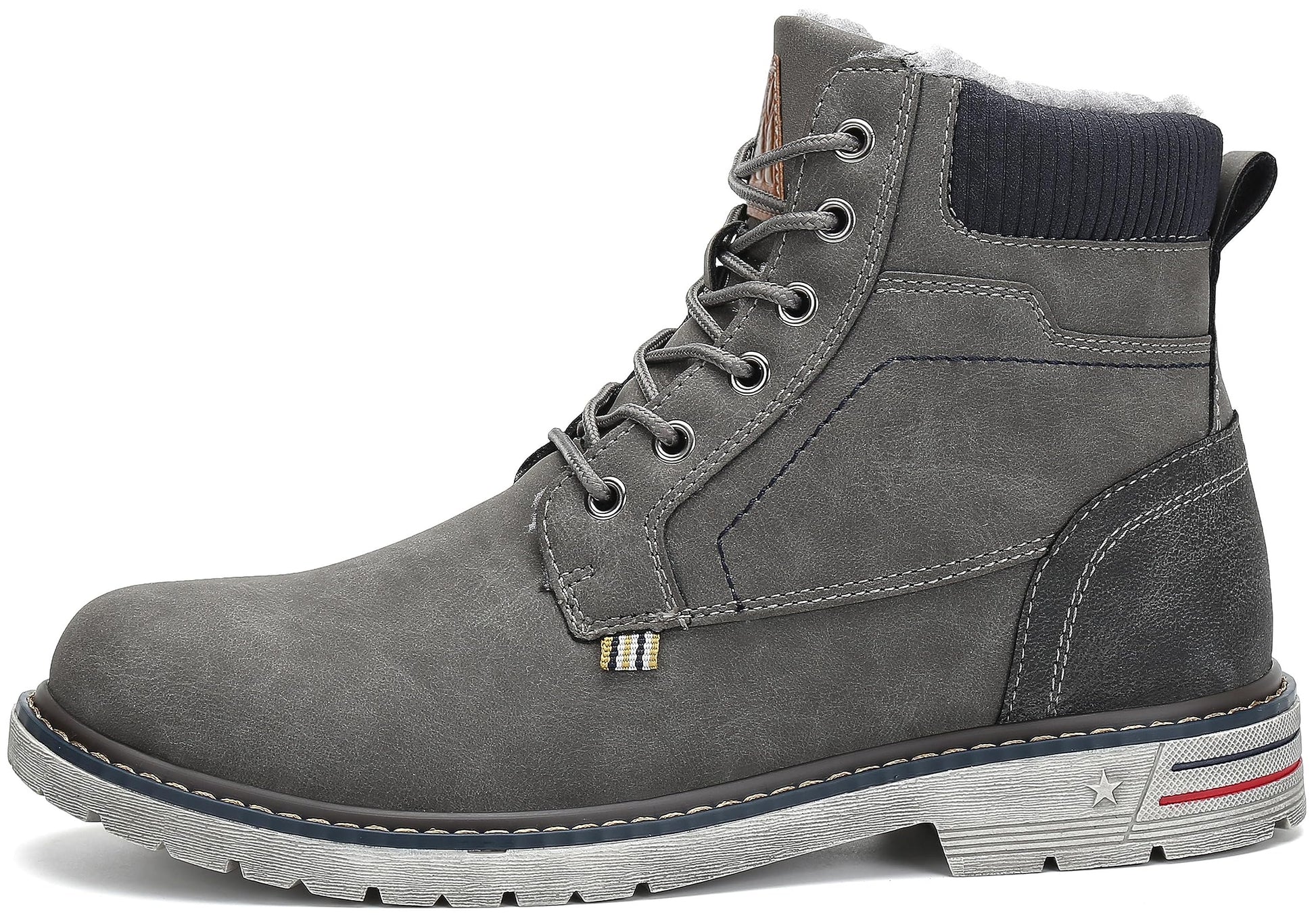 Mishansha Winterschuhe Herren Gefüttert Winterstiefel Wasserdicht Freizeit Warme Männer Winter Schuhe rutschfest Wander Schuhe Outdoor Leder Boots Grau gr.42 EU - nargiss