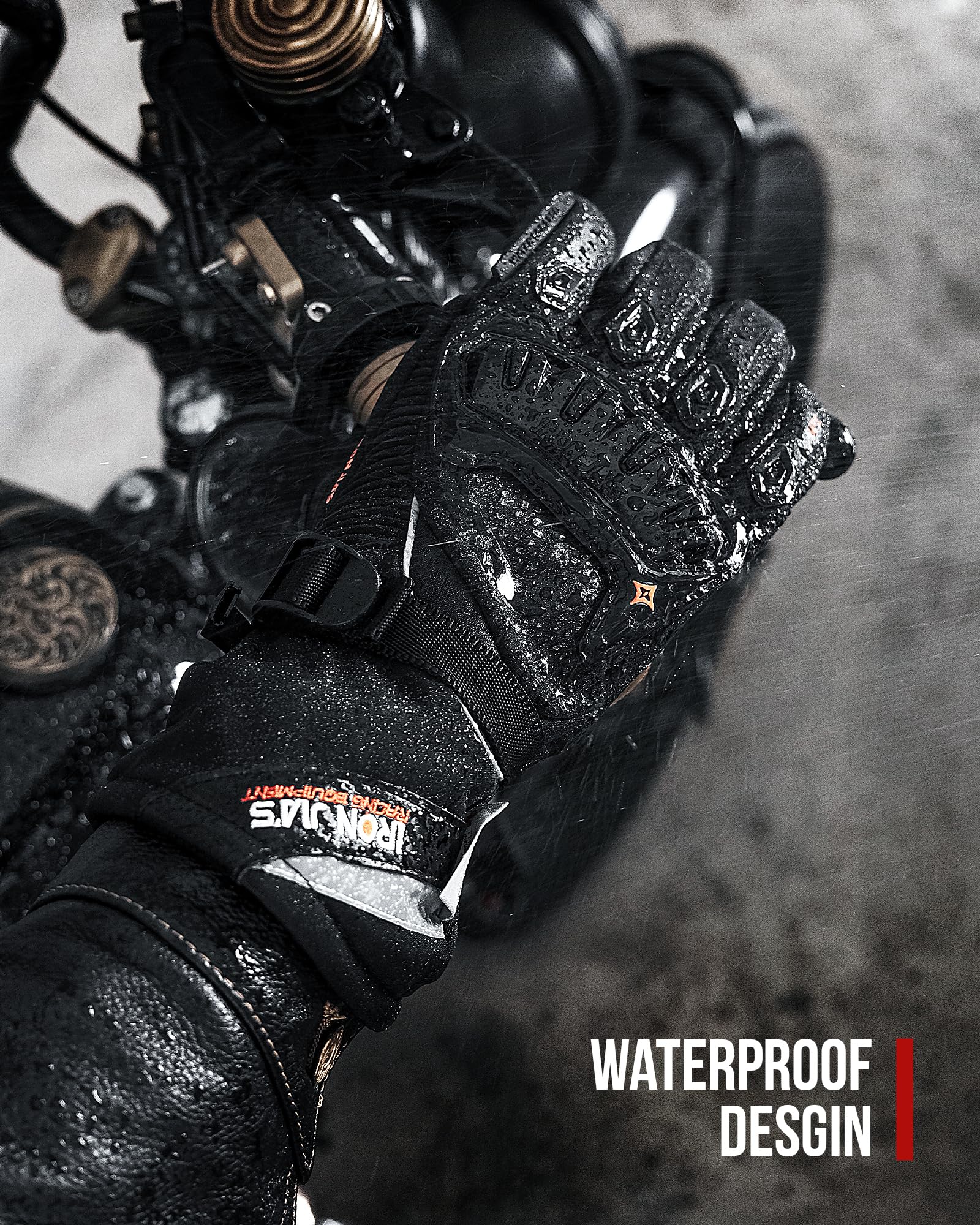 IRON JIA'S Winter Motorradhandschuhe, Wasserdicht Winddicht Leicht und Warm Touchscreen Handschuhe für Motorrad, Wandern und andere Outdoor-Sportarten,Mann und Frau-Schwarz-XXL - nargiss