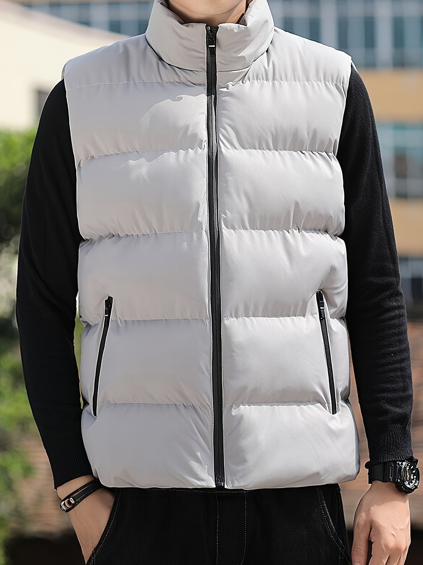 Herren Stehkragen Ärmellose Weste – Dicke, warme, schlanke und bequeme Windjacke für Herbst und Winter - nargiss