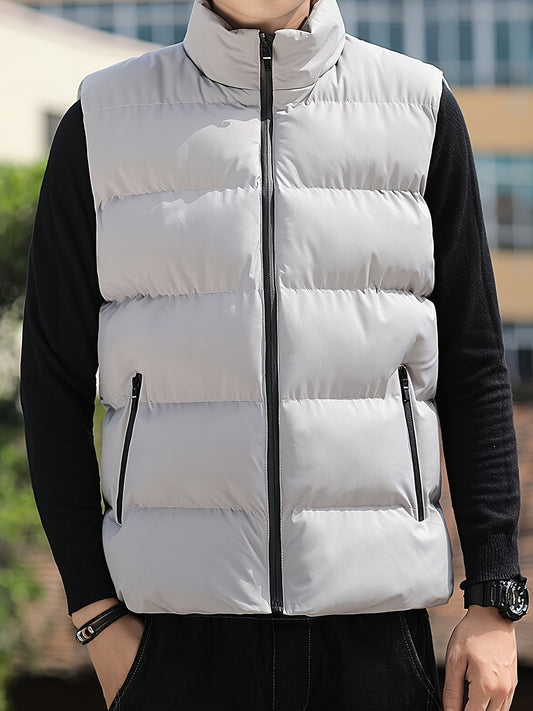 Herren Stehkragen Ärmellose Weste – Dicke, warme, schlanke und bequeme Windjacke für Herbst und Winter - nargiss