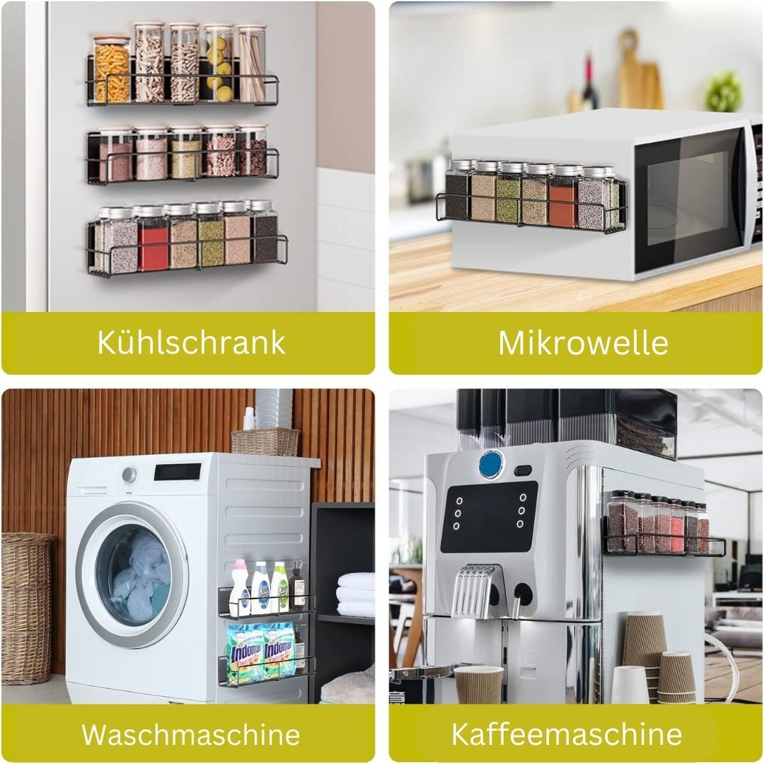 Magnetisches Gewürzregal für Kühlschrank, 4er-Pack-Kühlschrankmagnet-Organizer Magnetisches Regal für Kühlschrank und Mikrowelle Metall-Kühlschrankregal für Küche - nargis