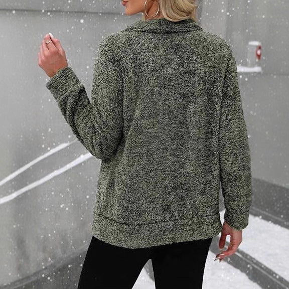Damen-Langarm-Plüschjacke, locker und warm, modisch