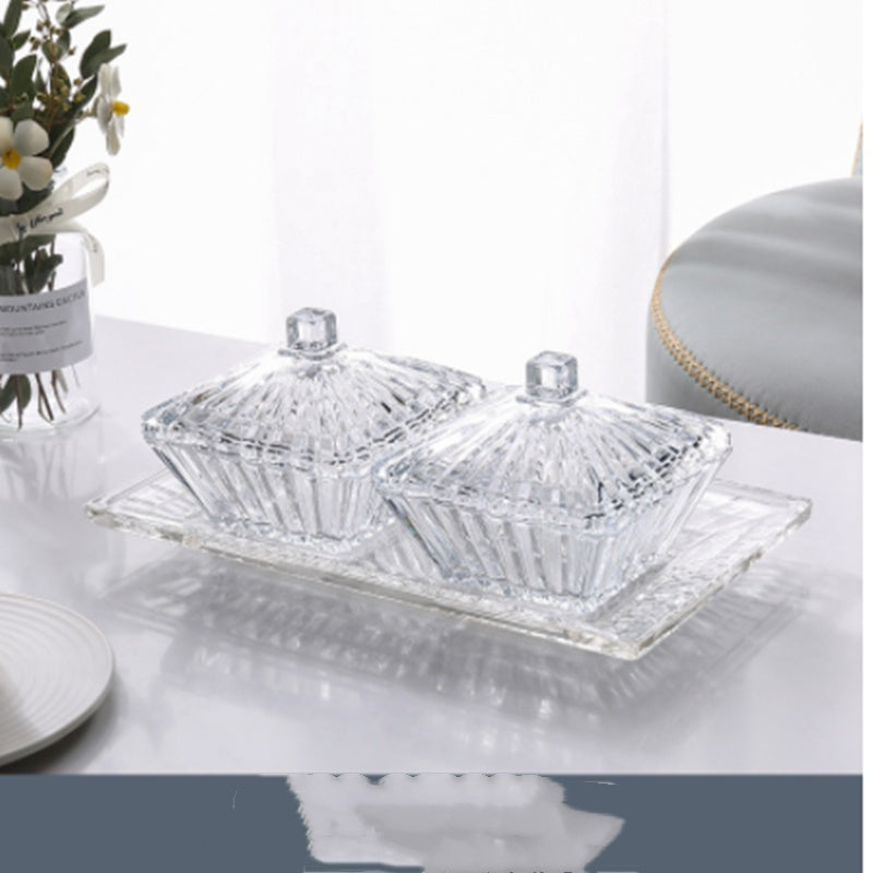 Nordic Light Luxury Glass Divider with Cover - Vierfach unterteilt mit Tablett-Set für das Wohnzimmer - nargiss