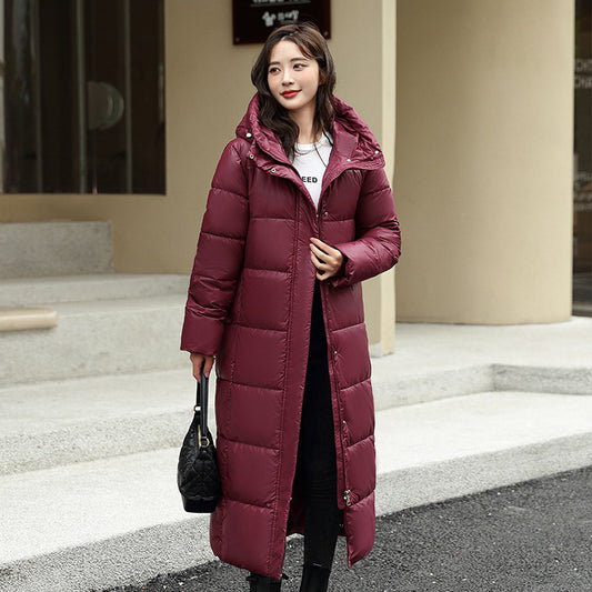 Damen Winterjacke – Solid Color, in Schwarz, Dunkelrot, Weiß & Khaki, Größen M-XXL, mit Daunenfüllung - nargiss