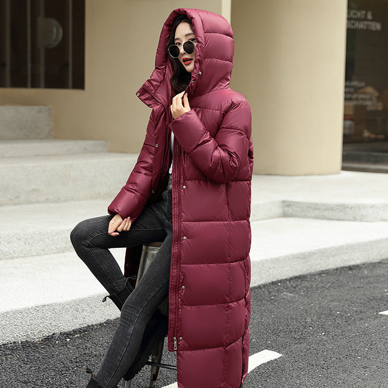 Damen Winterjacke – Solid Color, in Schwarz, Dunkelrot, Weiß & Khaki, Größen M-XXL, mit Daunenfüllung - nargiss